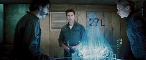 In Edge of Tomorrow gebruiken de soldaten hologrammen om informatie over hun tegenstander efficiënt en helder af te beelden. Hier zie je een grote alien die in de film een belangrijke rol speelt. 